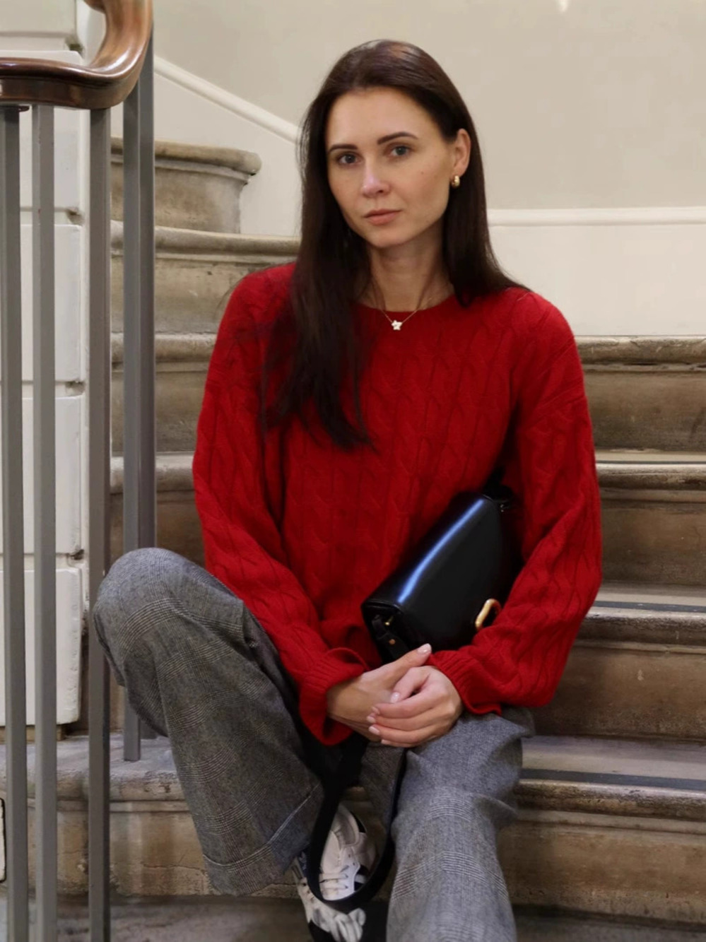 ZARA Oversized Red American Vintage Pullover Mid Length Sweater
